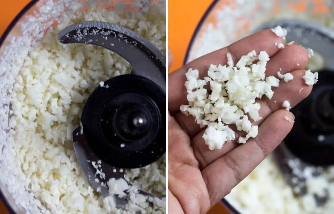 How to make cauliflower rice using a food processor.