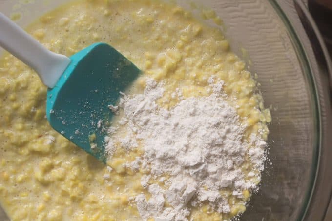 sweet corn fritter batter with some more flour