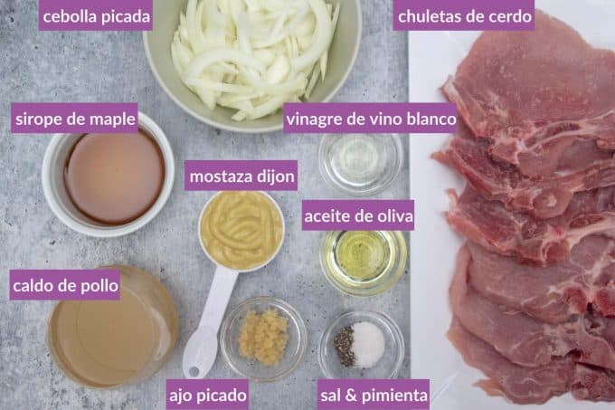 ingredientes para las chuletas de cerdo a la mostaza